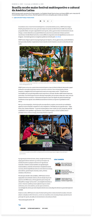 Brasília recebe maior festival multiesportivo e cultural da América Latina